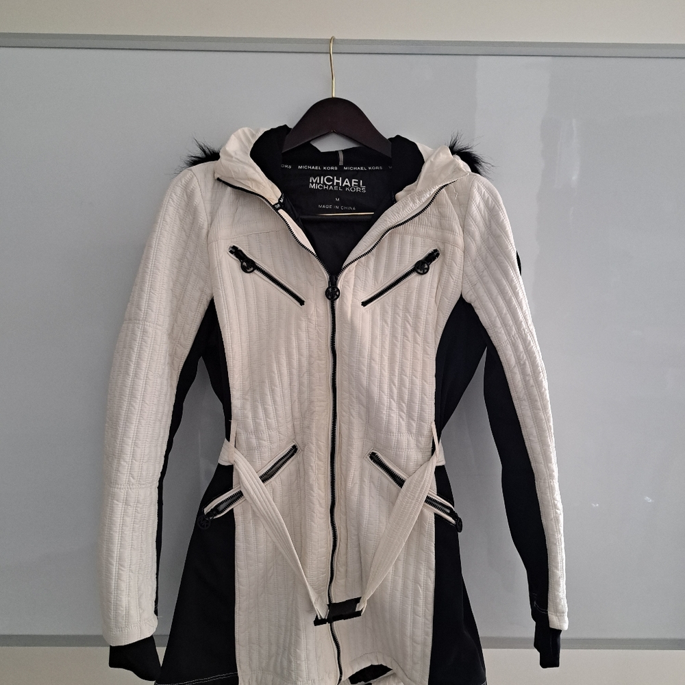 Michael Kors Black & White Parka Jacket M